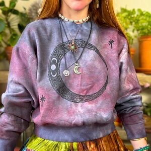 NWT Moon Craft Crop Sweatshirt - Hand Dyed Block Print Organic Fair Trade Hippie